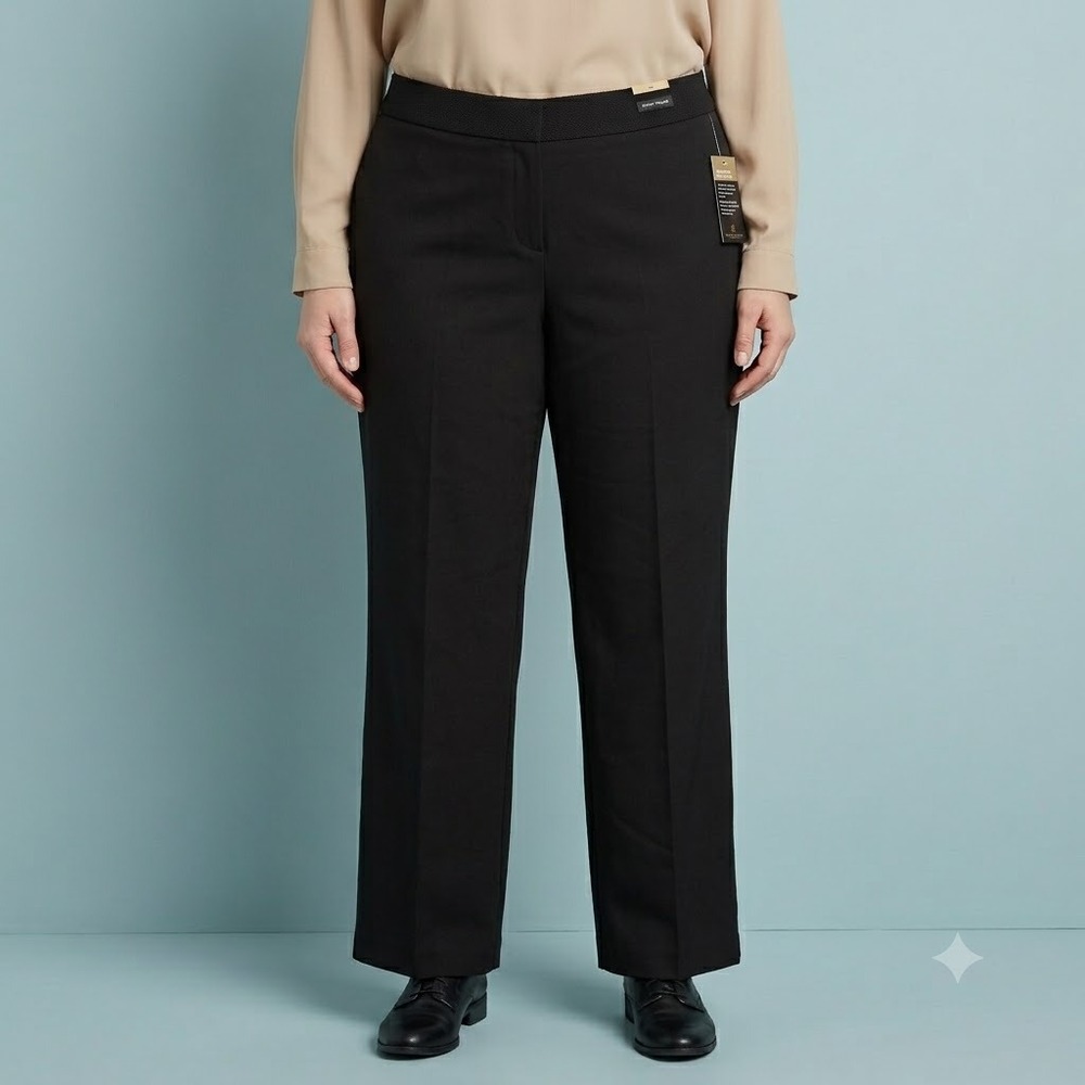 Worthington Perfect Trouser Women's 14W Black Comfort Waist Dress Pants NWT